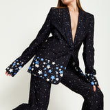 House Of Holland Star Print Blazer In Black