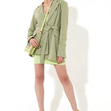 House Of Holland Oversized Jacket With A Belt Button Fastening And Extra Long Sleevesgreen Stripe Blazer