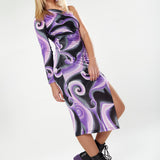 House Of Holland Swirl Print Dress In Purple