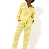 House of Holland Casual Stripe Cropped Trousers in Yellow