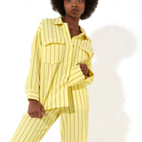 House of Holland Casual Stripe Suit Oversized Shirt in Yellow