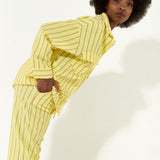 House of Holland Casual Stripe Suit Oversized Shirt in Yellow