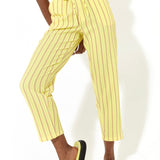House of Holland Casual Stripe Cropped Trousers in Yellow