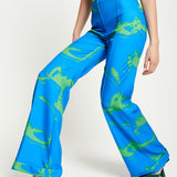 House Of Holland Marble Print Trouser in Blue And Green