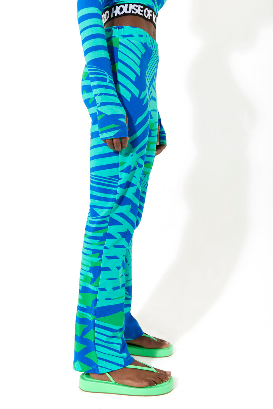 House of Holland jersey trousers with a tropical print