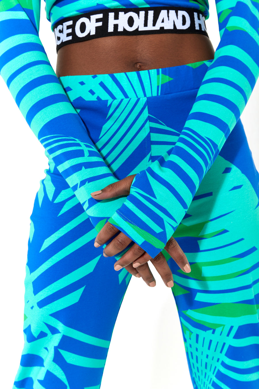 House of Holland jersey trousers with a tropical print