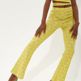 House Of Holland Printed Jersey Trousers In Yellow