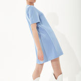 House of Holland Blue Tencel T-Shirt Dress With Logo Embroidery