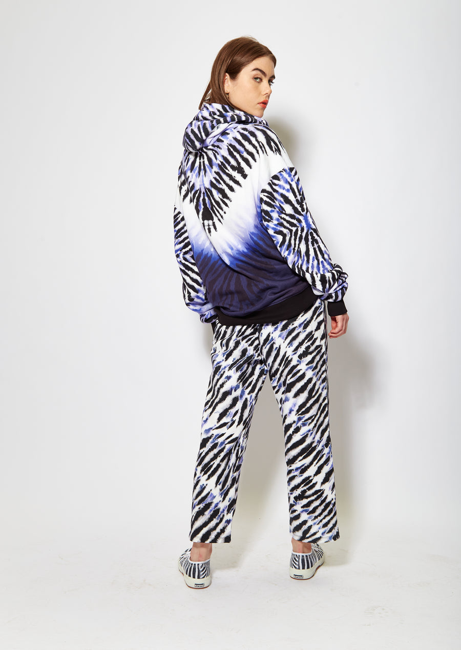 House of Holland purple and white tie dye zebra print joggers