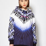 House of Holland Purple and White Tie Dye Zebra Print Hoodie