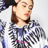 House of Holland Purple and White Tie Dye Zebra Print Hoodie