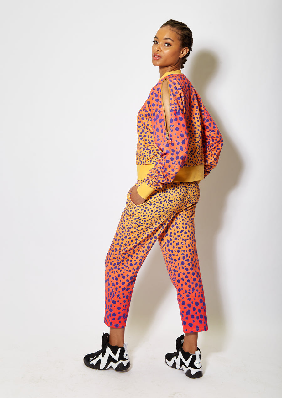 House of Holland cheetah print zip arm sweatshirt