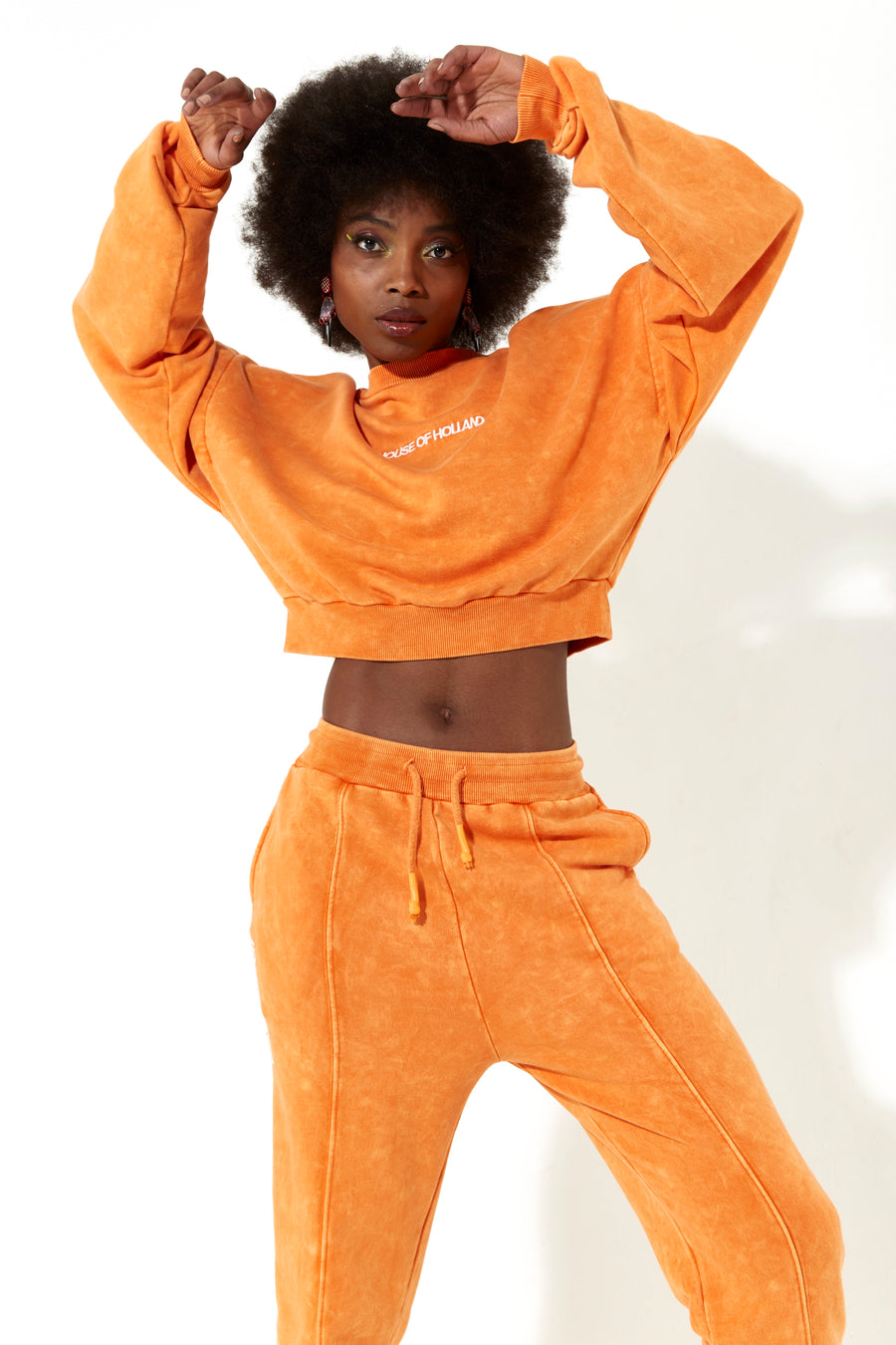 House of Holland Sweatshirt in Orange with an Embroidered Logo