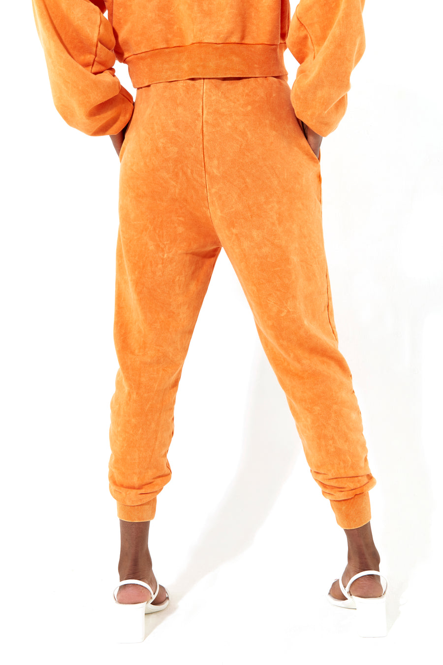 House of Holland tracksuit bottoms in orange with a drawstring waist