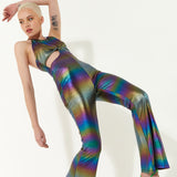 House of Holland Cut Out Halter-Neck Jumpsuit in Rainbow