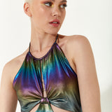 House of Holland Cut Out Halter-Neck Jumpsuit in Rainbow