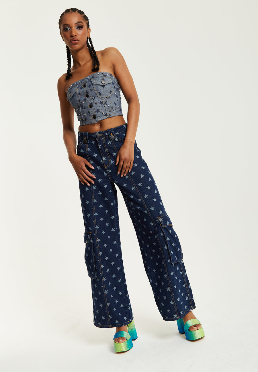 House of Holland Star Print Cargo Jeans