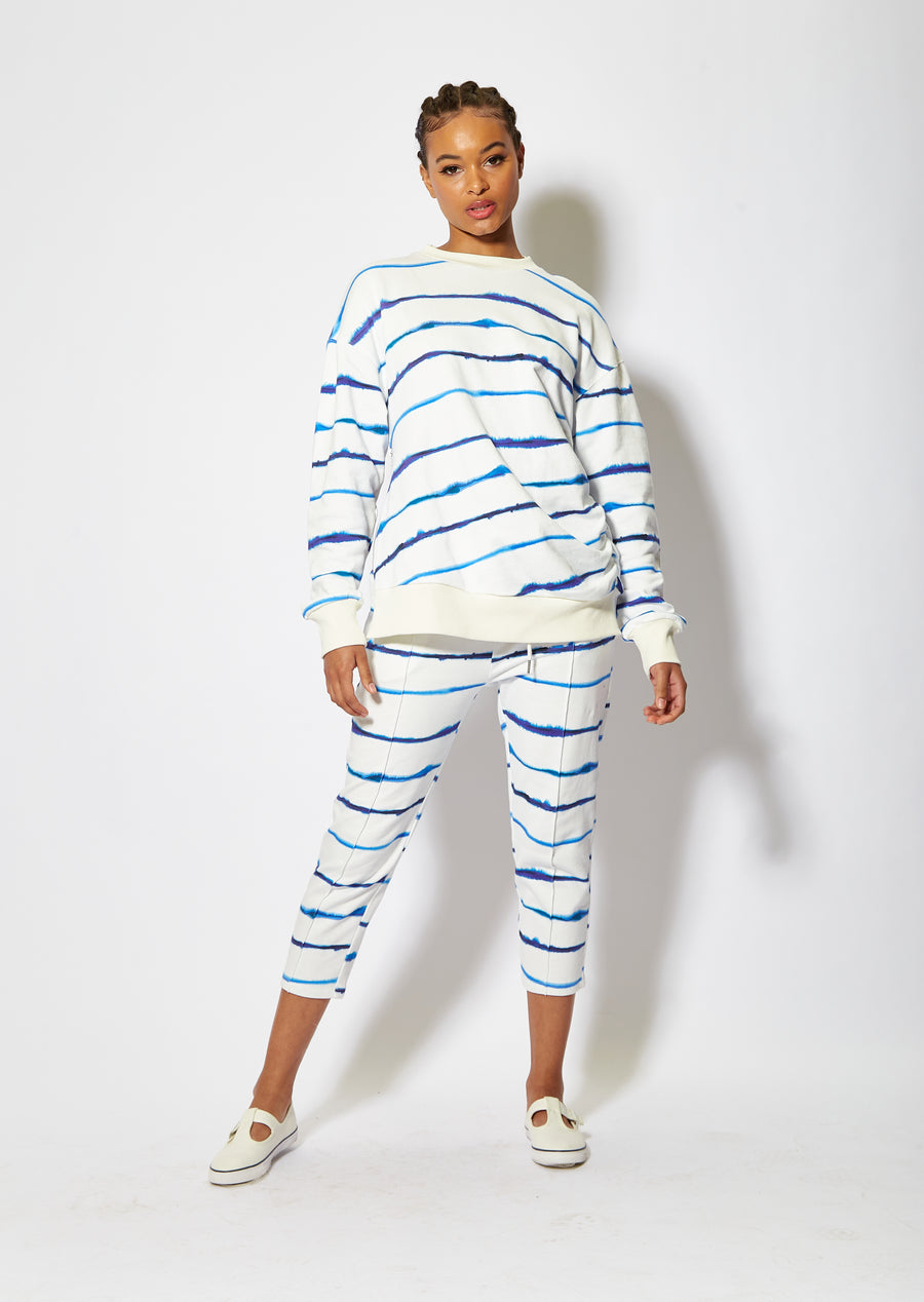 House of Holland blue ink stripe capri style joggers