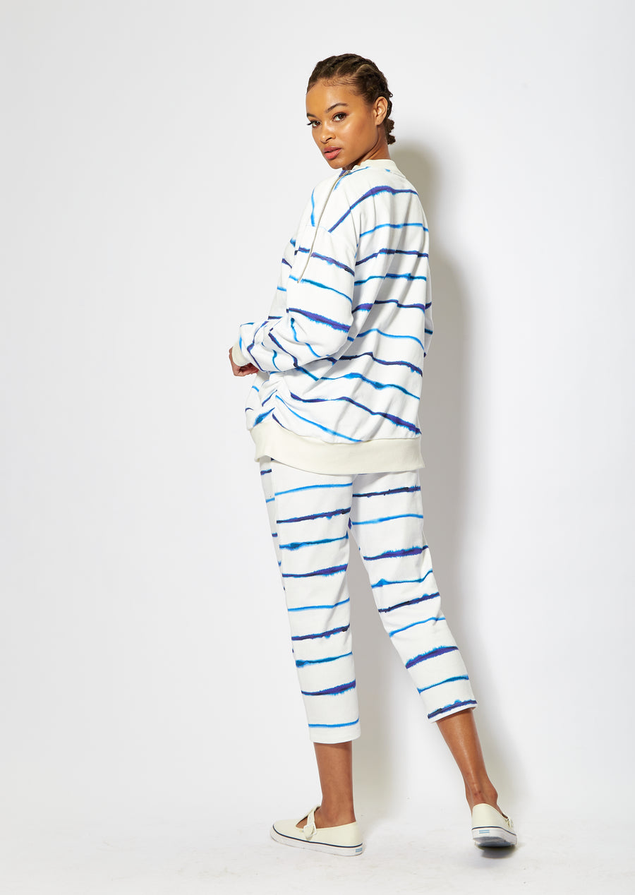 House of Holland blue ink stripe capri style joggers