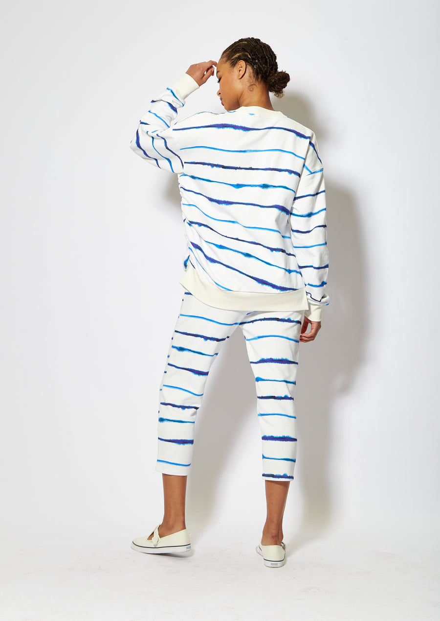 House of Holland blue ink stripe capri style joggers
