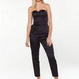 House Of Holland Satin Bandeau Jumpsuit In Black