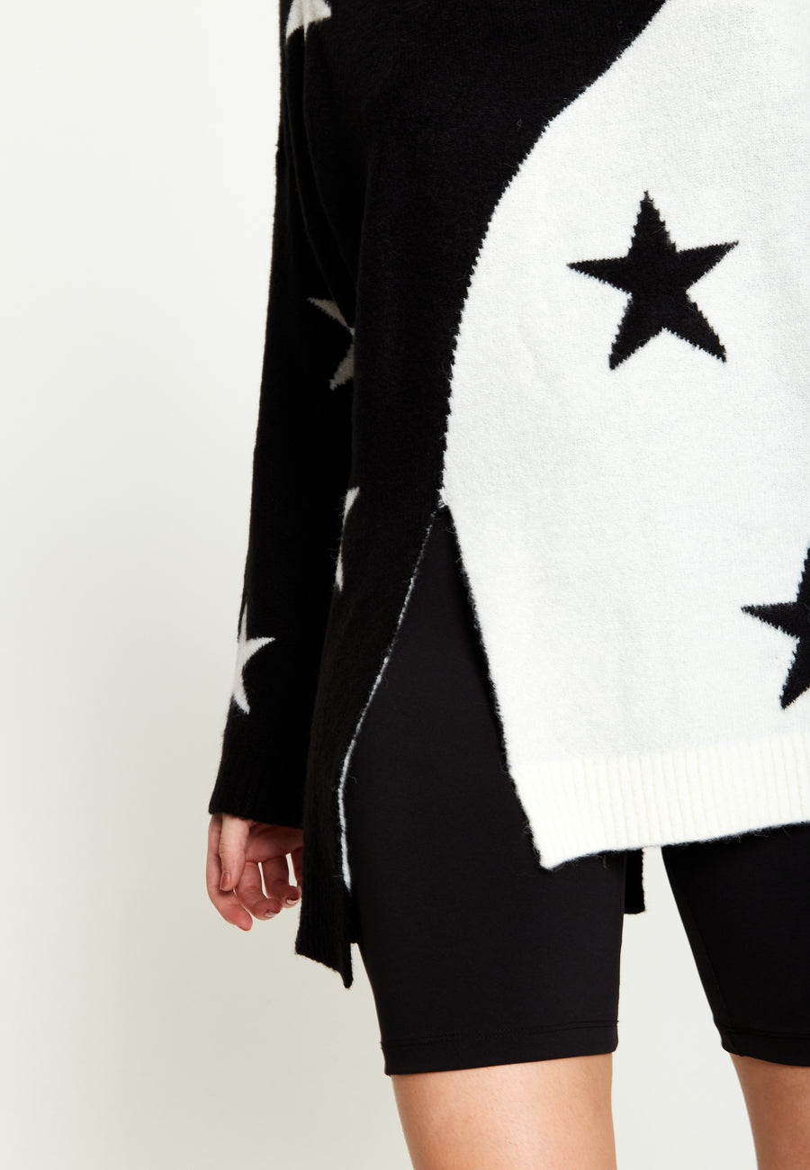 House Of Holland Monochrome Star Jumper With Slit Details
