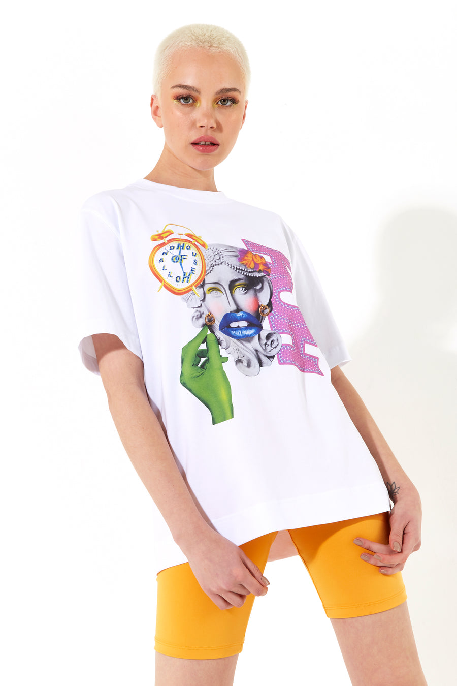 House of Holland UNISEX WHITE fun digital print, rhinestone t-shirt