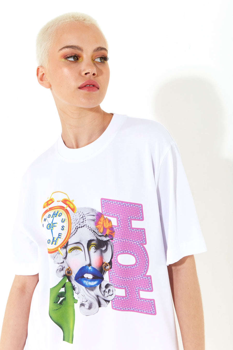 House of Holland UNISEX WHITE fun digital print, rhinestone t-shirt
