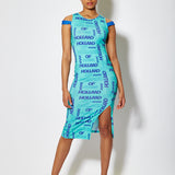 House of Holland All Over Print Sleeveless Fitted Dress