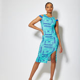 House of Holland All Over Print Sleeveless Fitted Dress