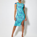 House of Holland All Over Print Sleeveless Fitted Dress