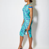House of Holland All Over Print Sleeveless Fitted Dress