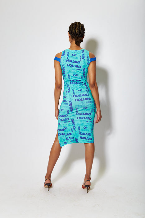 House of Holland all over print sleeveless fitted dress
