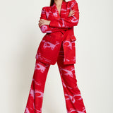 House Of Holland Marble Print Suit Trouser in Red And Pink