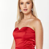 House Of Holland Satin Bandeau Jumpsuit In Red