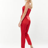 House Of Holland Satin Bandeau Jumpsuit In Red