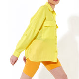 House of Holland Oversized Yellow Shirt with Large Utility Pockets
