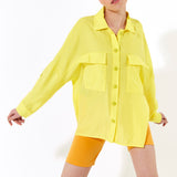 House of Holland Oversized Yellow Shirt with Large Utility Pockets