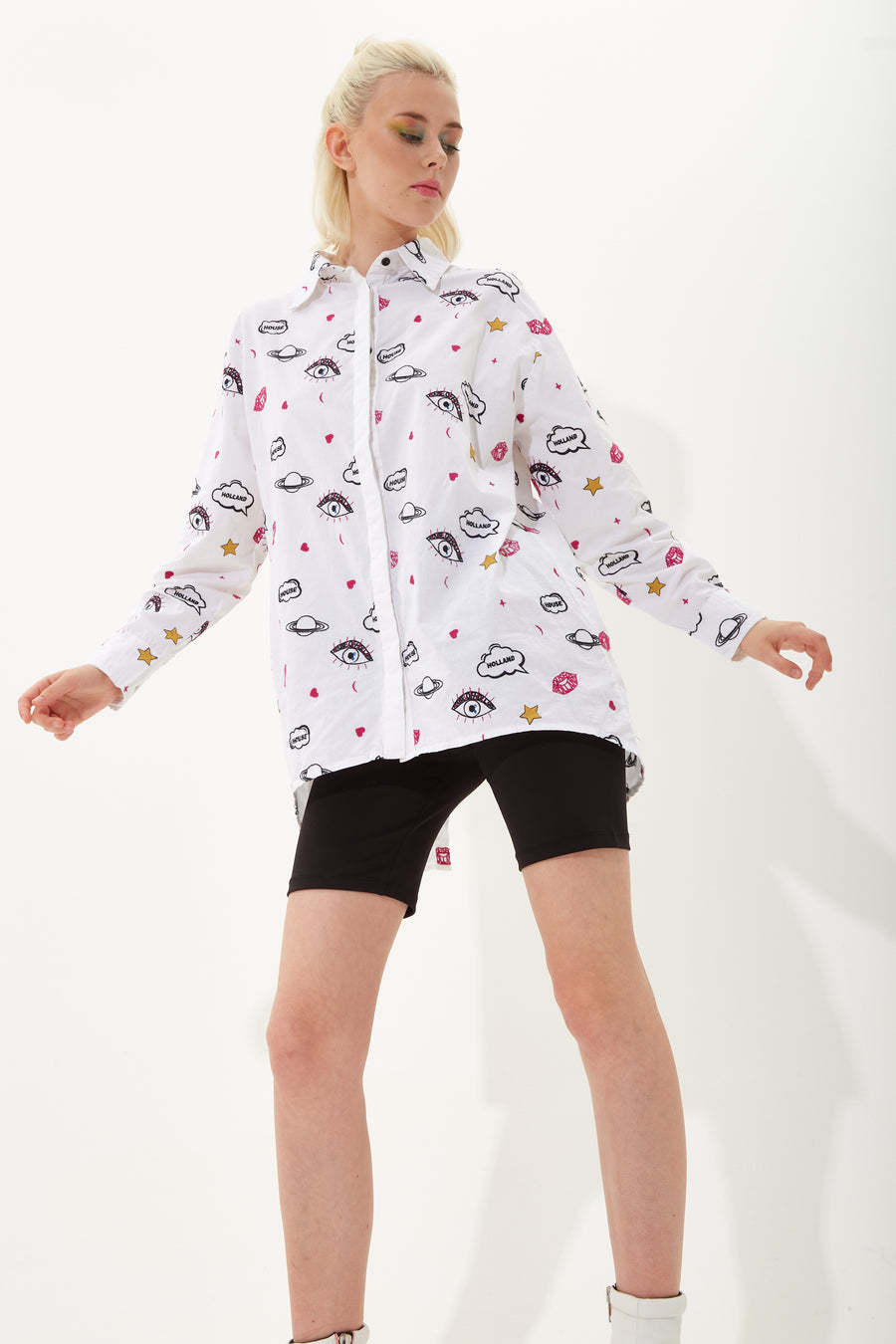 House of Holland embroidered shirt in white