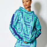 House of Holland All Over Blue Monogram Printed Hoodie