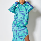 House of Holland All Over Blue Monogram Printed Hoodie