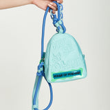 House Of Holland Cross Body Bag With Quilted Logo In Blue Tones And Rope Strap Detail