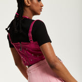 House of Holland Hot Pink Studded Corset Top