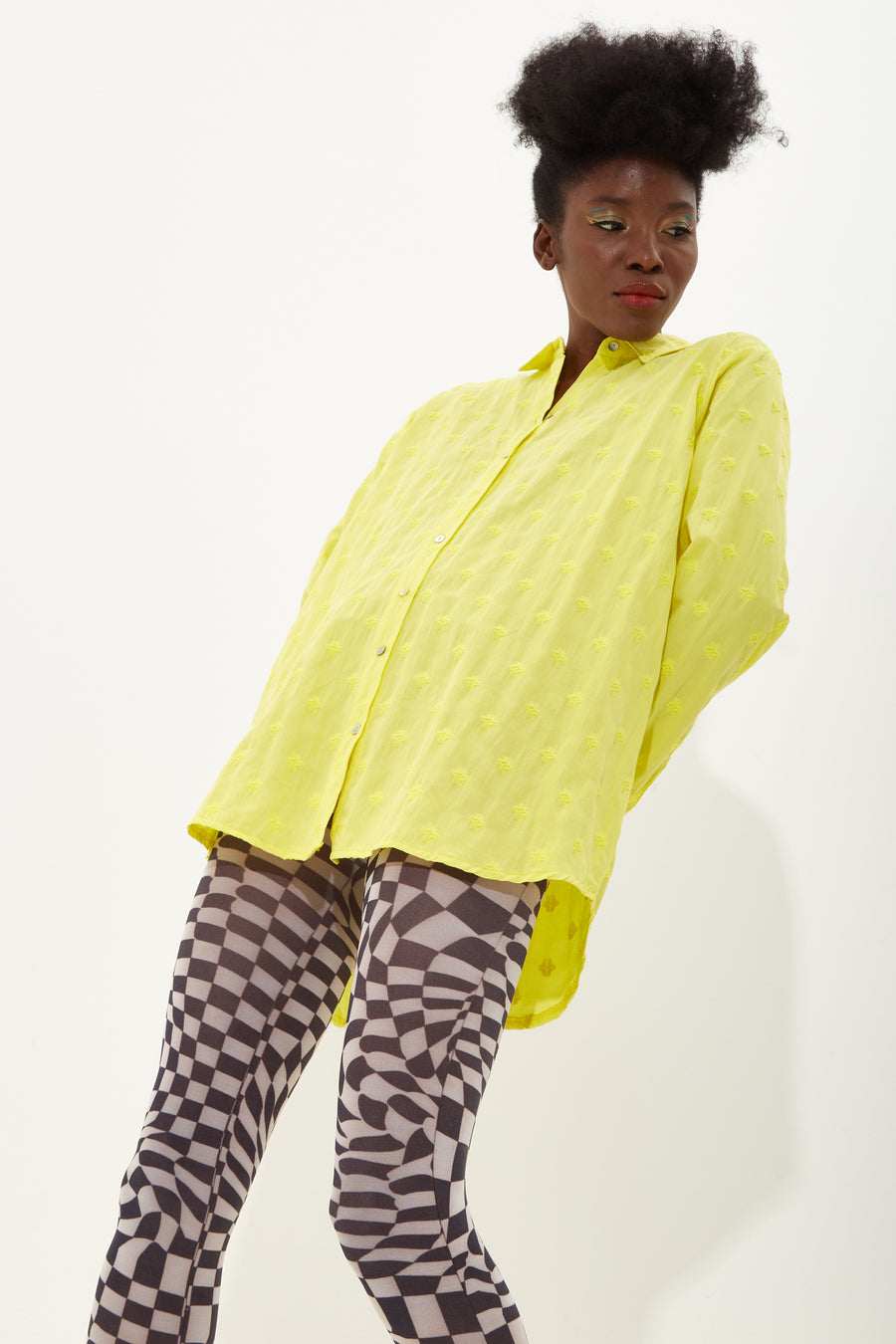 House of Holland yellow Jacquard shirt