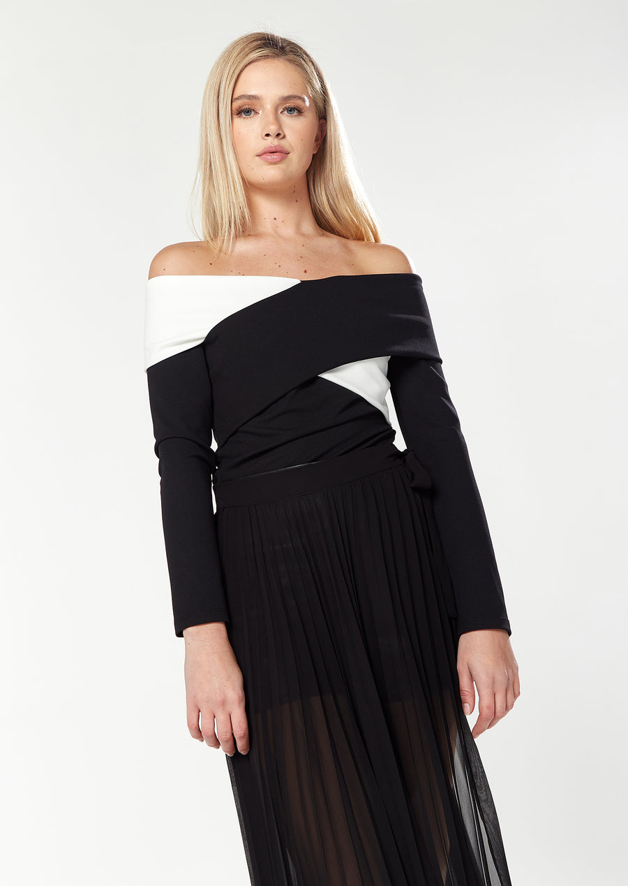 HOUSE OF HOLLAND OFF THE SHOULDER WRAP TOP