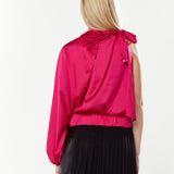 House Of Holland Asymmetric Voluminous Sleeve Top in Pink