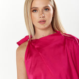 House Of Holland Asymmetric Voluminous Sleeve Top in Pink