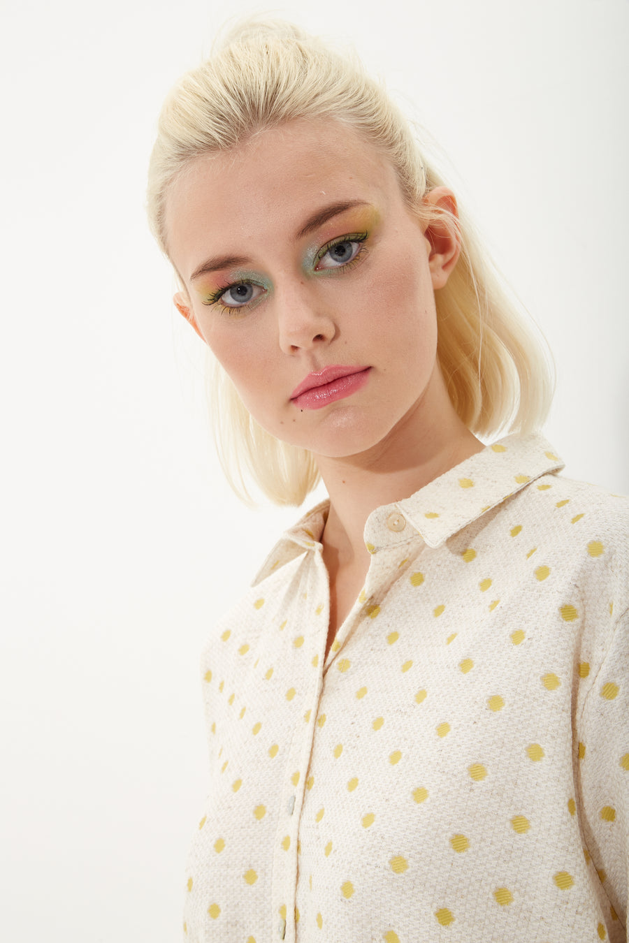 HOUSE OF HOLLAND WHITE JACQUARD SPOT SHIRT