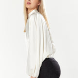 House Of Holland Asymmetric Voluminous Sleeve Top in White