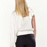 House Of Holland Asymmetric Voluminous Sleeve Top in White